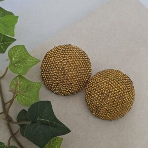 Statement Gold And Pave Gold Crystal Round Stud Earrings